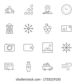 Outdoor, holiday, travel icon set. Simple outdoor, trip icon sign concept. vector illustration. 