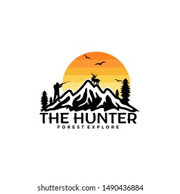 Outdoor Hunter Logo Design Vector Template