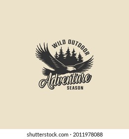 outdoor hunting emblem black and white vector