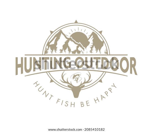 Outdoor Hunting Fishing Logo Design Stock Vector (Royalty Free ...