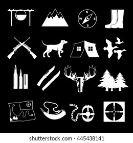 Outdoor hunting vector set. Illustration hunting symbol collection.
