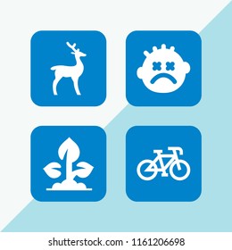 outdoor icon. 4 outdoor set with tree, bicycle, stunned and hunt vector icons for web and mobile app