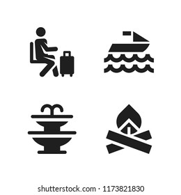 outdoor icon. 4 outdoor vector icons set. fountain, tourist and jet ski icons for web and design about outdoor theme