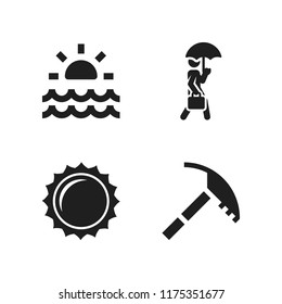 outdoor icon. 4 outdoor vector icons set. sun, sunrise and walking icons for web and design about outdoor theme