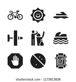 outdoor icon. 9 outdoor vector icons set. ultralight, jet ski and sun icons for web and design about outdoor theme