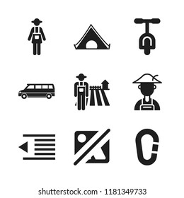 outdoor icon. 9 outdoor vector icons set. landscape, left indent and farmer icons for web and design about outdoor theme