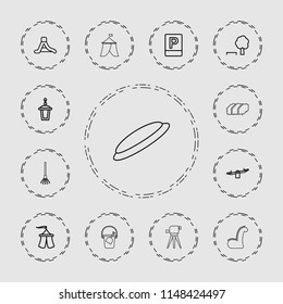 Outdoor icon. collection of 13 outdoor outline icons such as swing, tree and bench, street lamp, waterslide, tent, parking. editable outdoor icons for web and mobile.