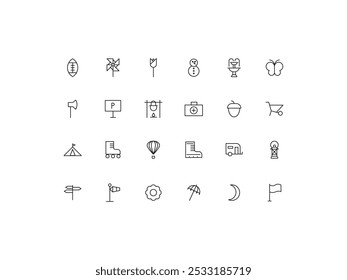 Outdoor icon set, design, vector illustration