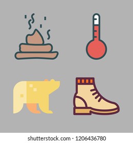 outdoor icon set. vector set about polar bear, poop, boot and thermometer icons set.