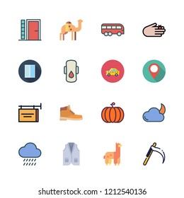 outdoor icon set. vector set about injury, alpaca, cloudy night and taxi icons set.
