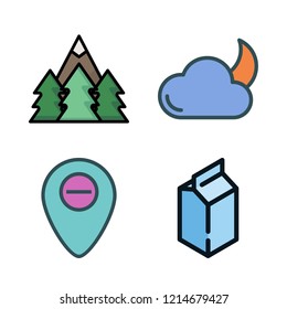 outdoor icon set. vector set about placeholder, milky, cloudy night and forest icons set.