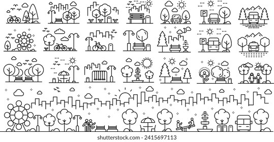 Icono al aire libre vector sobre parque y ciudad