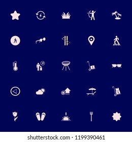 outdoor icon. outdoor vector icons set pitchfork, star, coffeeshop location and chaise lounge umbrella
