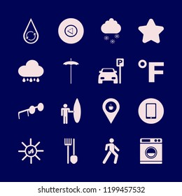 outdoor icon. outdoor vector icons set surfer with board, washer, sunglasses and hydraulic energy