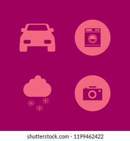 outdoor icon. outdoor vector icons set car, washer, camera and cloud snowflake