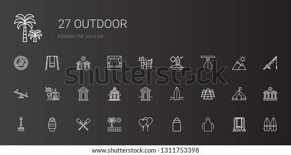 Outdoor Icons Set Collection Outdoor Apron Stock Vector Royalty