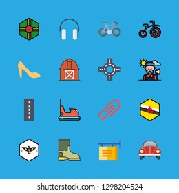 outdoor icons set with lumberjack, amusement park and attachments vector set