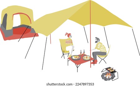 Outdoor Illust Set for Camping Autumn Winter