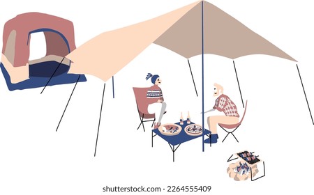 Outdoor Illust Set for Camping Autumn Winter