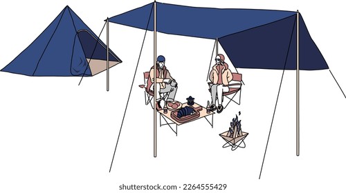 Outdoor Illust Set for Camping Autumn Winter