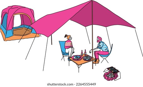 Outdoor Illust Set for Camping Autumn Winter
