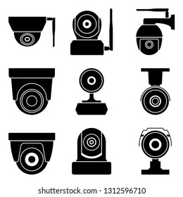 Outdoor and indoor camera. Silhouette vector icons