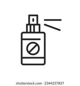 Outdoor Insect Repellent Spray Icon. Vector Outline Editable Sign of Anti Mosquito Pest from Bugs in Camping and Outdoors. Linear Minimal Illustration.