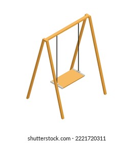 Outdoor isometric swing on white background 3d vector illustration