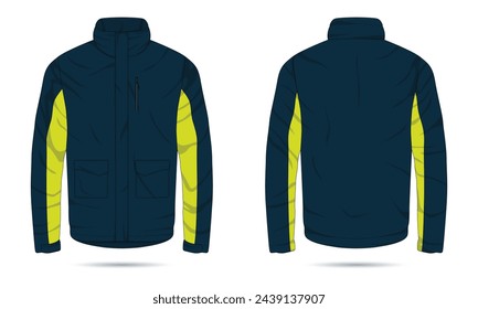 Outdoor jacket mockup front and back view