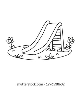 Outdoor Kids Playground. Outlined illustration. hand drawing style. good for coloring book or pages.