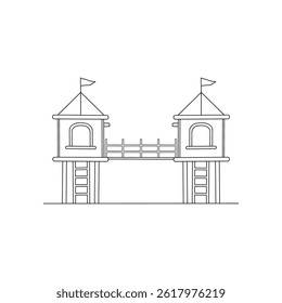 Outdoor Kids Playground. Outlined illustration. hand drawing style. good for colouring book or pages.
