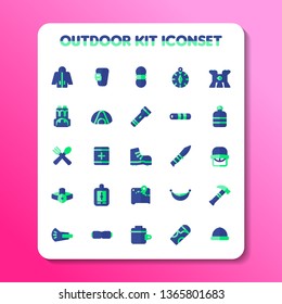Outdoor kit icon set Flat style for all your graphic design needs