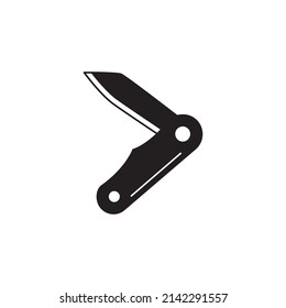Outdoor knife, penknife icon in black flat glyph, filled style isolated on white background