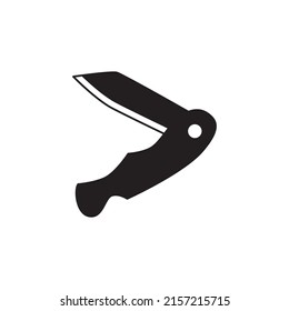 Outdoor knife, penknife icon in black flat glyph, filled style isolated on white background