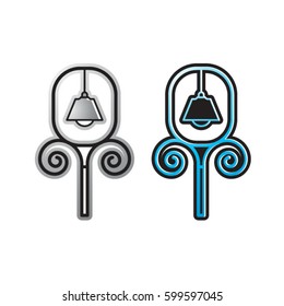 outdoor lamp post in black & blue-vector drawing