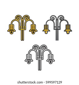 outdoor lamp post in black & yellow-vector drawing