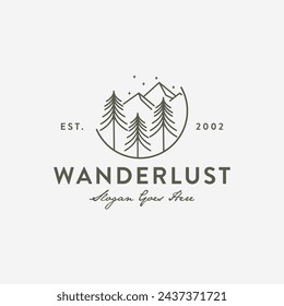 Outdoor landscape logo design, Mountain pine tree logo vector