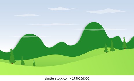 outdoor landscape mountain hill green paper cut out 