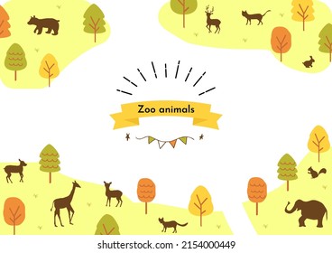 outdoor landscape and silhouette illustration of  wild animals 