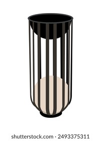 Outdoor lantern. Lighting on stand lamp. Park, patio, garden decor. Design element for interior, landscape design. Vector hand drawn flat illustration isolated on white background.