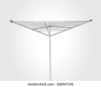 outdoor laundry line in a simple sketch style 
