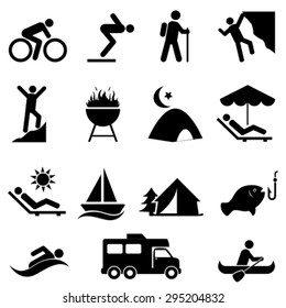 Outdoor, leisure and recreation icon set