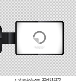 Casilla de luz al aire libre se burla por un fondo de transparencia, un cartel publicitario en blanco. mofa de tablero de anuncios de caja de luz vectorial para publicidad de marca