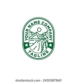 Outdoor Line art badge logo icon vector template.eps