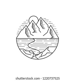 Outdoor Line Art Mountain Vector Illustration Eps.10