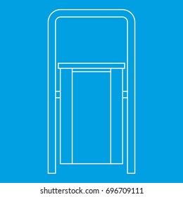 Outdoor litter waste bin icon blue outline style isolated vector illustration. Thin line sign