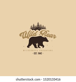 Outdoor logo of bear vector design. Animal emblem logo vector