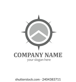 logotipo exterior con concepto de brújula y diseño de montaña.logotipo sencillo
