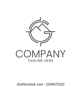 outdoor logo concept simple letter G with cardinal and mountain elements.
