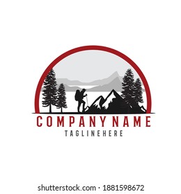 Outdoor logo design with red and gray color combination